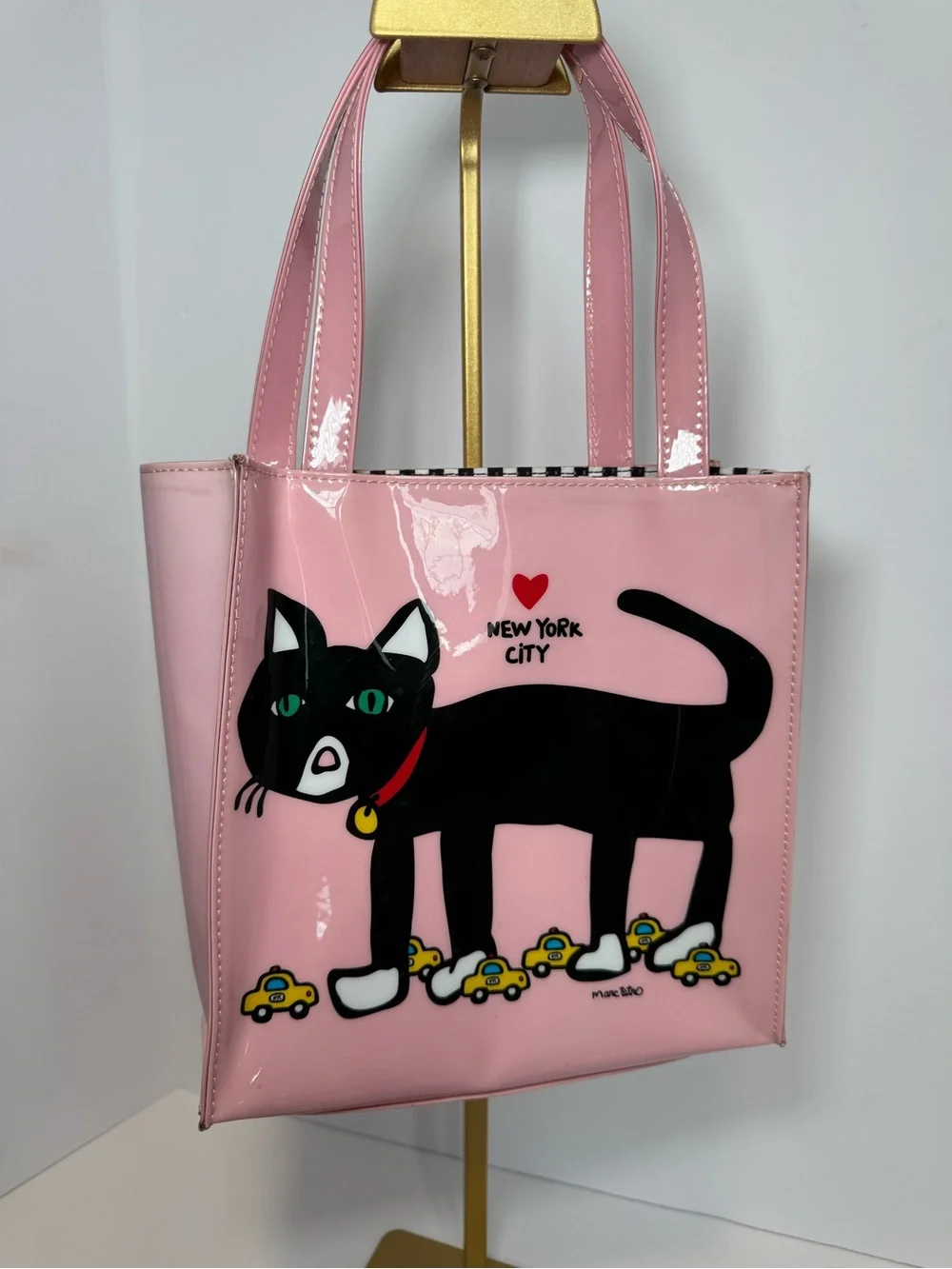 Marc Tetro New York City Pink Tuxedo Cat Mini Tote Bag
